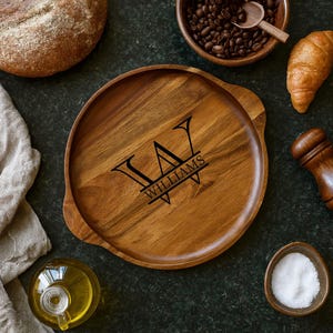 Personalized Acacia Wood Charcuterie Board: Custom Engraved 12&quot; Serving Tray