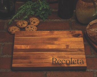 Personalized Acacia Wood Cutting Board: Laser Engraved Charcuterie Serving Board