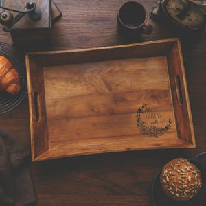 Personalized Wooden Serving Tray – Custom Laser Engraved Cheese & Serving Board