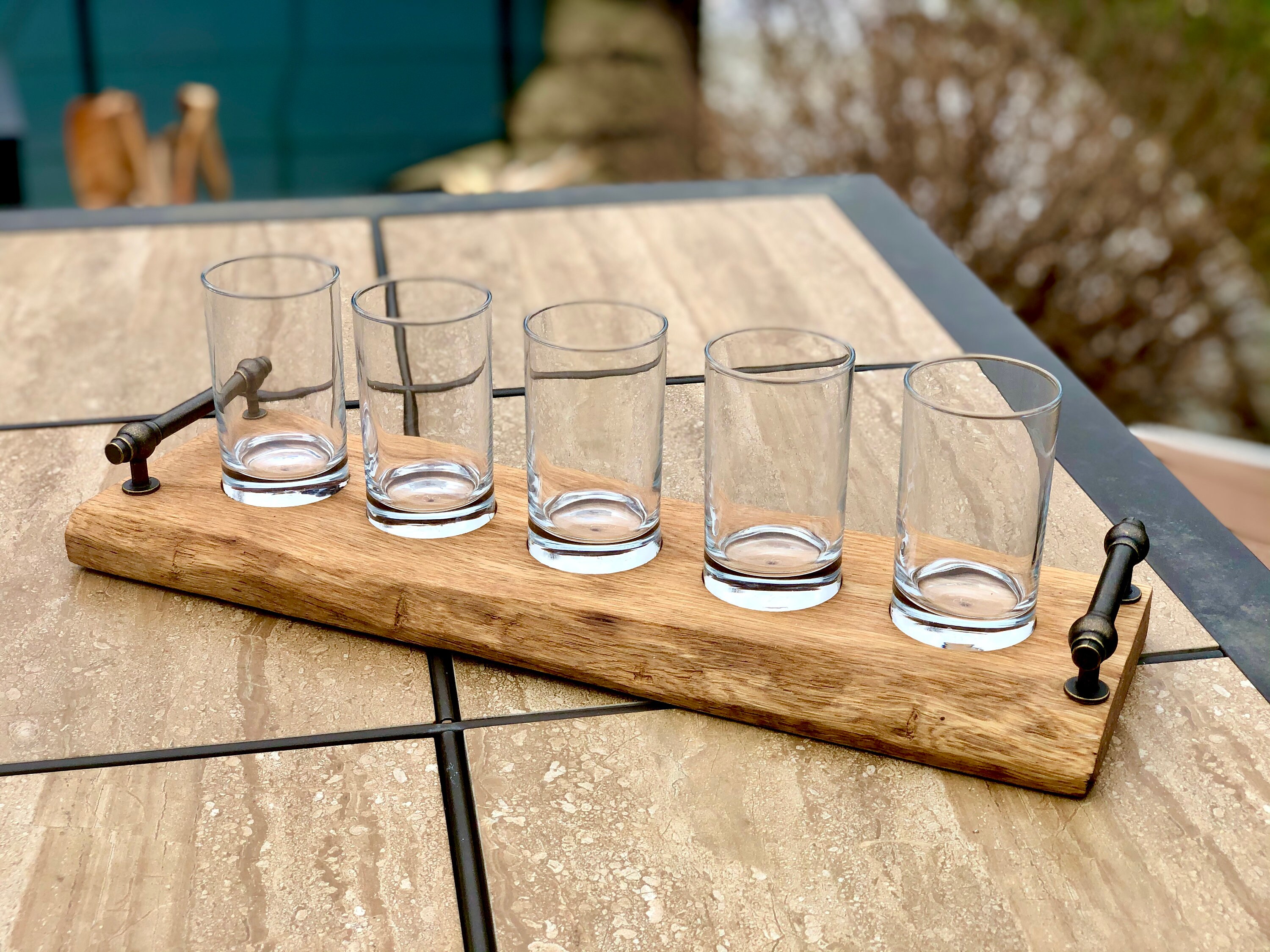 Live Edge Cherry Beer Flight Board w/ Glasses Etsy