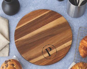 12" Personalized Acacia Wood Charcuterie Board: Custom Engraved 12" Serving Tray