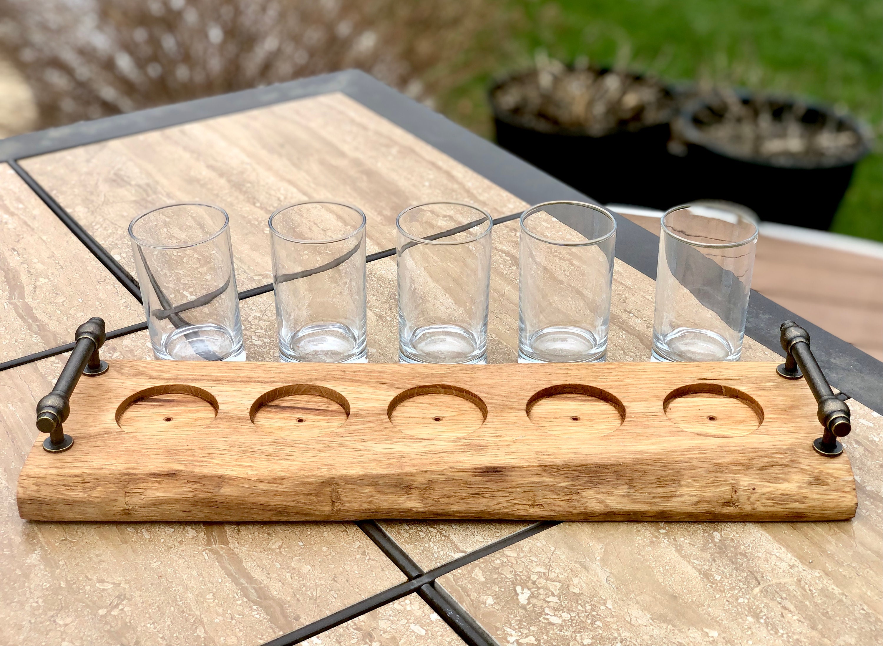 Live Edge Cherry Beer Flight Board w/ Glasses Etsy