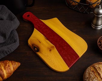 Live Edge River Resin Charcuterie Board: Handmade Wood Serving Platter