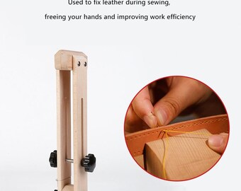 Leather Hand Sewn Wooden Clip- Leather Hand Sewing Tools- Leather Wooden Clip Seam Fixed Wooden Frame