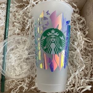 Large Starbucks Cup / Sunflower & Butterflies Starbucks Cup