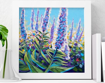 Echium Flower Art Print | Botanical Oil Painting, Framed Poster