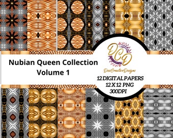 Black girl magic, Embrace your Nubian Queen, Digital Paper pack, Scrapbook, 12x12
