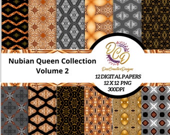 NUBIAN QUEEN #2 Digital papers 12x12,Black Excellence Personifies, Empowered by my Heritage