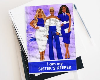 I am  my Sister's Keeper ,Full wrap bookcover/ Notebook /Journals ,Printable,Sister , Black Art