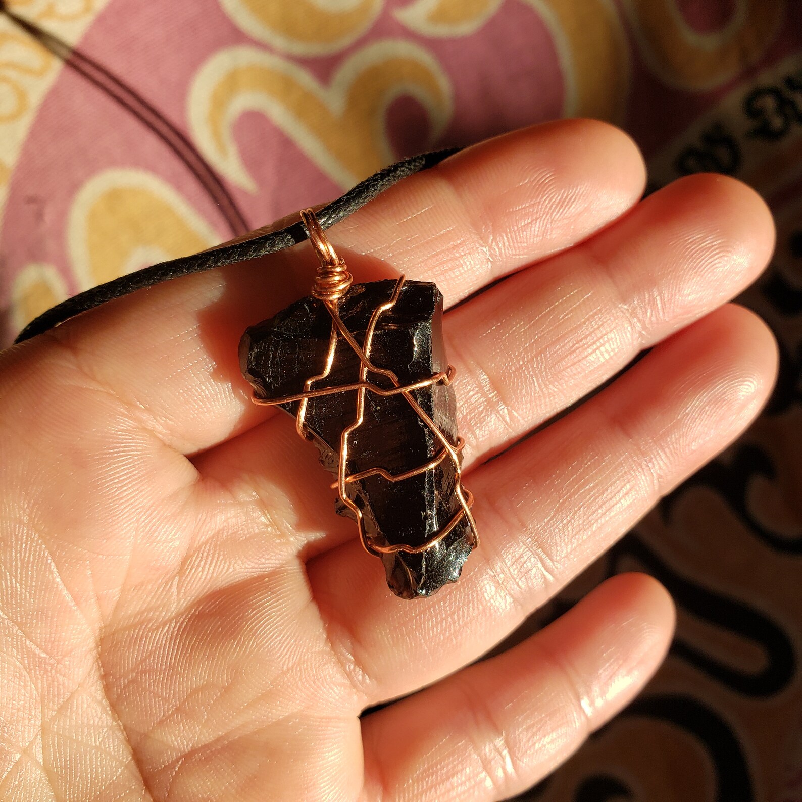 OBSIDIAN collar de piedra natural obsidiana negra envolvida Etsy