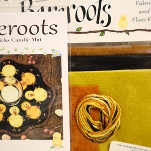 Bareroots Chicks Candle Mat Pattern with Fabric and Floss Pack #136