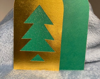 Handmade Premium Gold Foil Christmas Tree Gift Tag (4 pack)