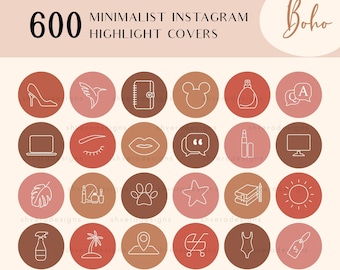 600 copertine di evidenziazione Instagram minimaliste, icone di storie di Instagram, modello di Instagram, Boho, bundle di icone di Instagram estetiche minimaliste