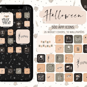 500 Süßes Halloween App Icon Paket | iOS App Symbole | Halloween-Icons | Niedliche iPhone App Icons | Halloween Ästhetische Symbole | iOS 15 Symbole