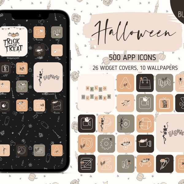 500 Cute Halloween App Icon Pack | iOS App Icons | Halloween Icons | Cute iPhone App Icons | Halloween Aesthetic Icons | iOS 15 Icons