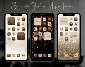 270 Bronze Glitter iOS 16 Aesthetic, IOS15 App Icons, Widgetsmith Photo Widgets, Customize Your Home Screen Kit, Glitter Icons, iOS14