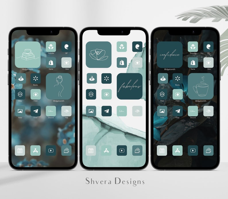 PACCHETTO ICONE APP APP 1000 Teal per personalizzazione iPhone / iOS 16 / iOS 15 / 12 Sfondi / 45 copertine widget / Teal / Schermata Home iPhone personalizzata immagine 2