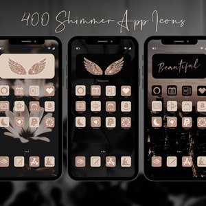 400+ Shimmer App Iconen voor iOS 14, 54 Widget Quotes en 8 Bonus Wallpapers, Bronze Glitter App Iconen, iPhone Homescreen | Digitale downloads