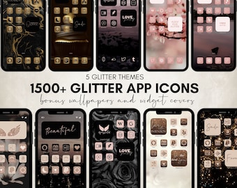 1500+ GlitterBUNDEL van iOS 16-apppictogrammen | 5 glitterthema's, directe digitale download, bundelpakket met iPhone-app-pictogrammen, iOS14-pictogrammen op het startscherm