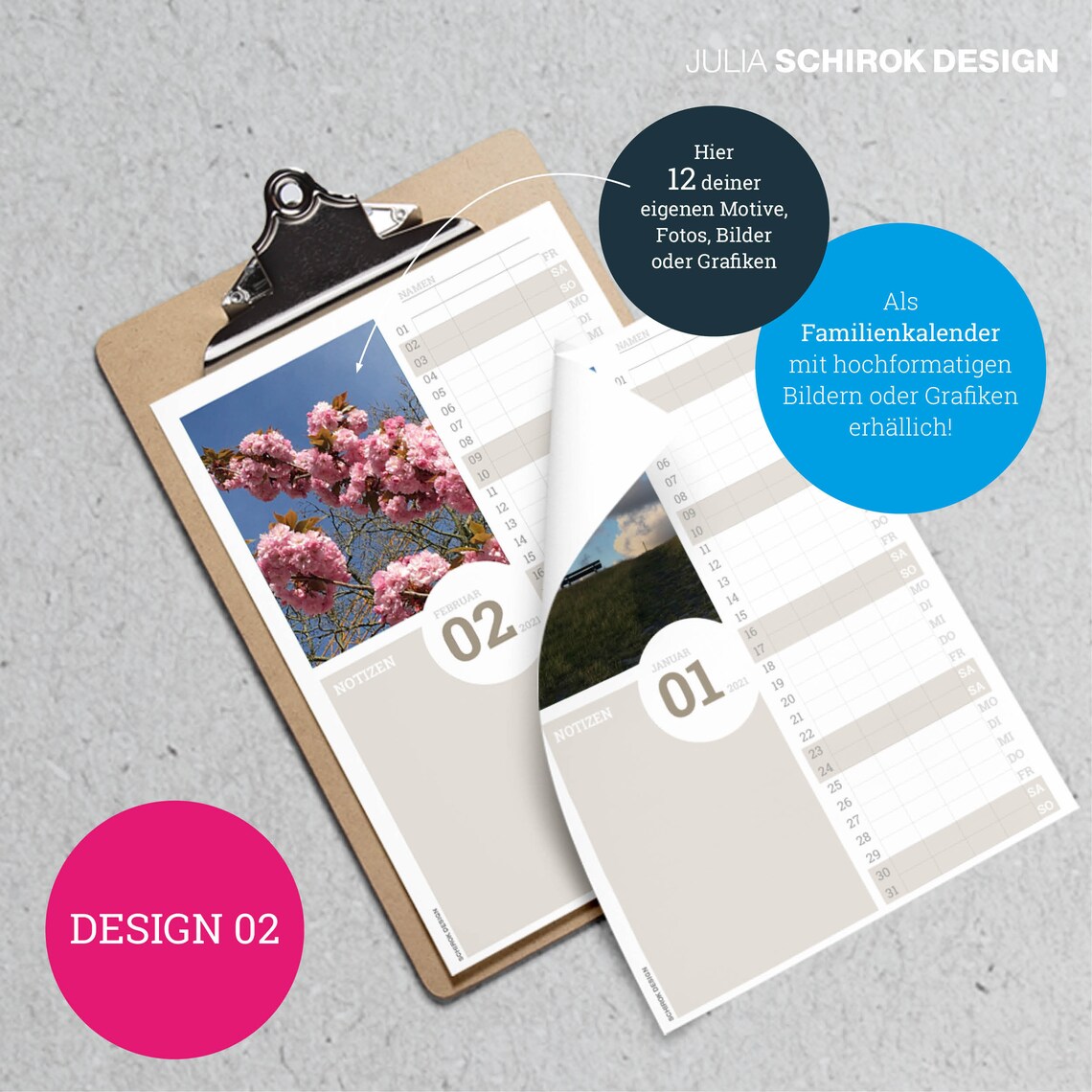 Din A4 Kalender 2021 personalisiert mit Klemmbrett - Etsy.de