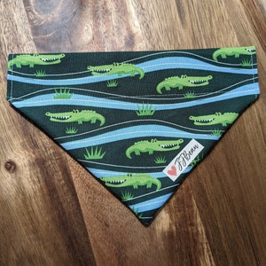 Pet bandana - Cool Crocs  - Over the Collar Bandana - pet, dog, cat, alligator, pet accessory, green, crocs, gator,  south, reptile