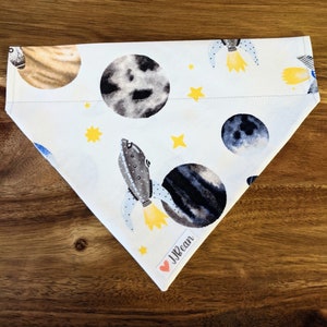Pet bandana - Space Travel - Over the Collar Bandanas - pet, dog, rescue pup, space, spaceship, outer space, stars, rocketship, planets