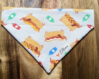 Pet bandana - The Olie - Over the Collar Bandanas - pet, dog, funny, pet accessory, hot dog, sausage dog, weiner dog, dachshund, dog, cute