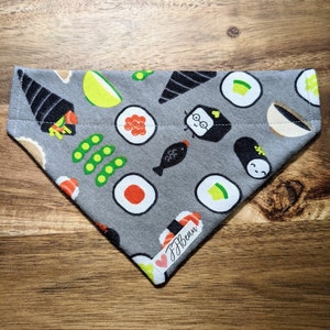 Pet Bandanas - Sushi Dreamin&#39; - Over the Collar Bandanas- sushi roll, foodie, restaurant, brunch, dumpling, sashimi, puppy bandana, pupdate