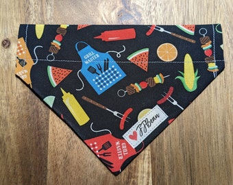 Pet Bandanas - BBQ Vibing -Over the Collar - grill, burgers, hot dogs, ketchup, chicken, chef, summer, cooking, carrot, puppy, dog