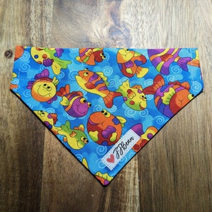 Pet Bandanas - Swim Free -Over the Collar - fish, ocean, neon, swim, water, koi, guppy, fishing, lake, aquarium, blue, summer, rainbow