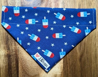 Pet bandana - Plenty of Pupsicles - Over the Collar Bandanas - summertime, pet, dog, american, memorial day, fourth of july, popsicles