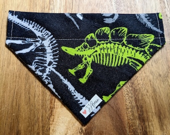 Pet bandana - Dino World - Over the Collar Bandanas - dog, dinosaur, jungle, flannel, boy, dog dad, jurassic, t rex, dino bones, boy bandana