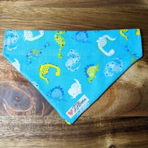 Pet bandana - Dino Dance - Over the Collar Bandanas - pet, dog, cherries, pet accessory, green, neon, puppy, dinosaurs, jurassic park, boy