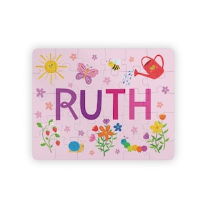 Personalized Kids&#39; Name Puzzle, 30-Pieces, Colorful Insects and Flower Garden