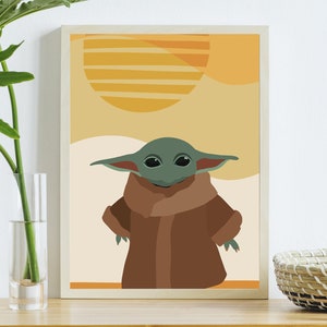 El Mandalorian, bebé yoda, Disney plus, Home Art Print, Entrega Gratuita, Arte de pared imprimible, Cartel A3, A4 o A5, Star Wars
