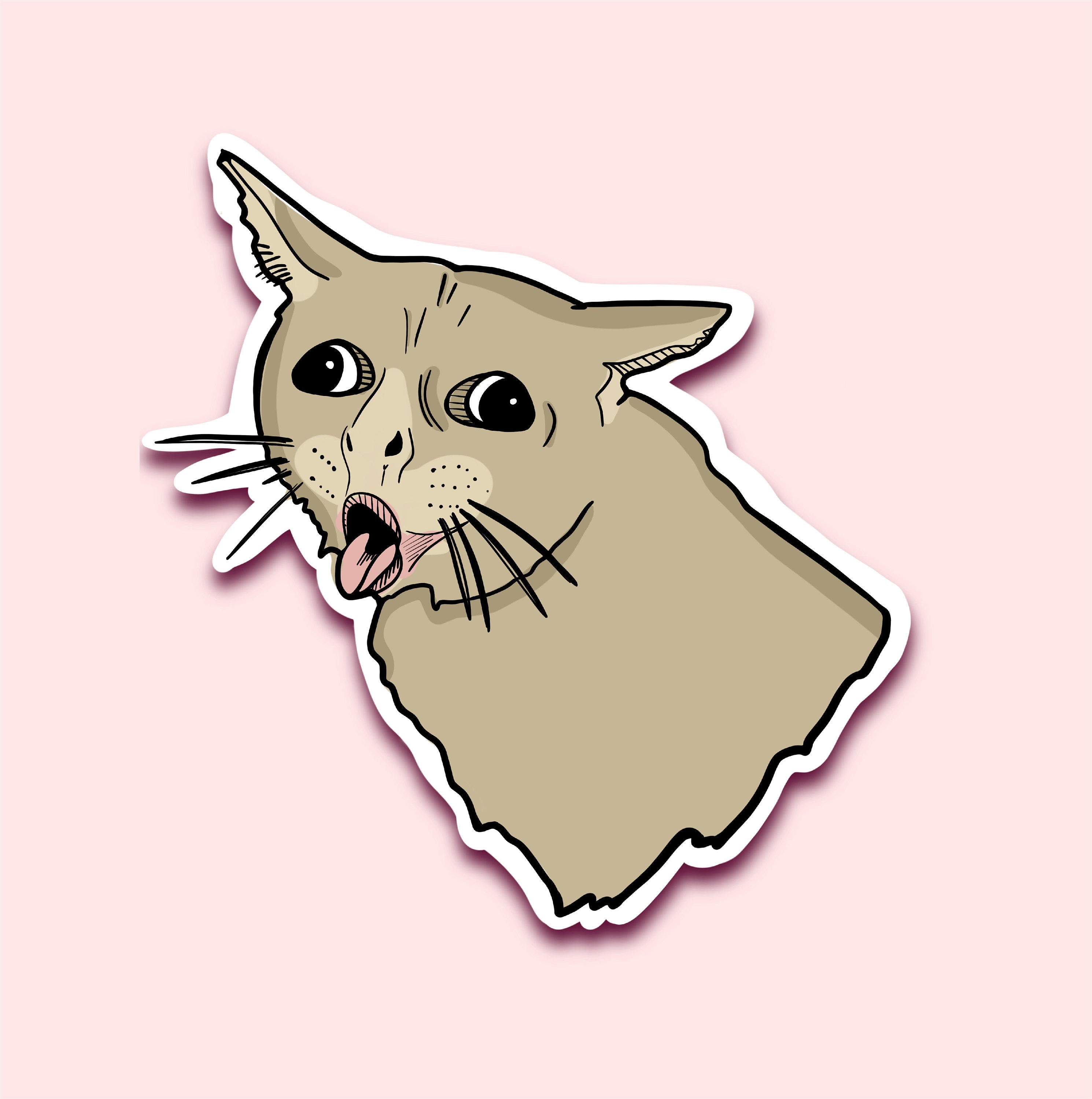 cat coughing meme original