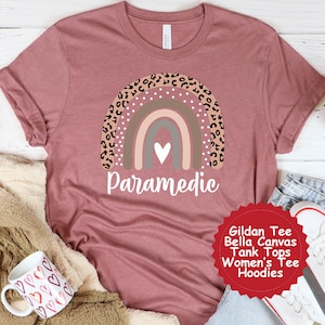 Paramedic Shirt, Gift for Paramedic , Leopard Print Rainbow Shirt, Graphic Tees and Hoodies, Paramedic T-shirt, Custom Shirt and Sweatshirt