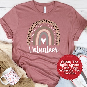 Volunteer Shirt, Gift for Volunteer , Leopard Print Rainbow Shirt, Graphic Tees and Hoodies, Volunteer T-shirt, Custom Shirt and Sweatshirt
