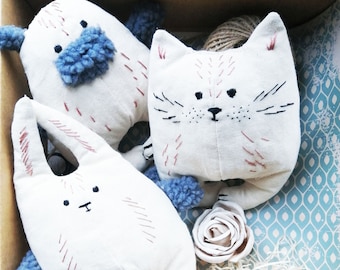 3 Pattern Bundle, PDF pattern and tutorial Rabbit, Bear, Cat, Toy sewing pattern, DIY toy