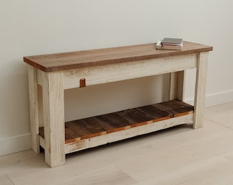 Entryway Bench | Bench | Rustic Modern Farmhouse Bench | Hallway Seating With Shelf | Mudroom Bench | Entry Bench