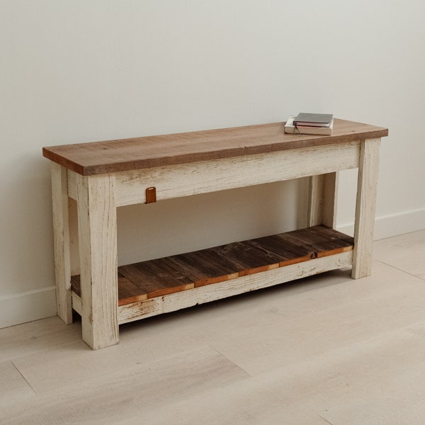 Entryway Bench | Bench | Rustic Modern Farmhouse Bench | Hallway Seating With Shelf | Mudroom Bench | Entry Bench