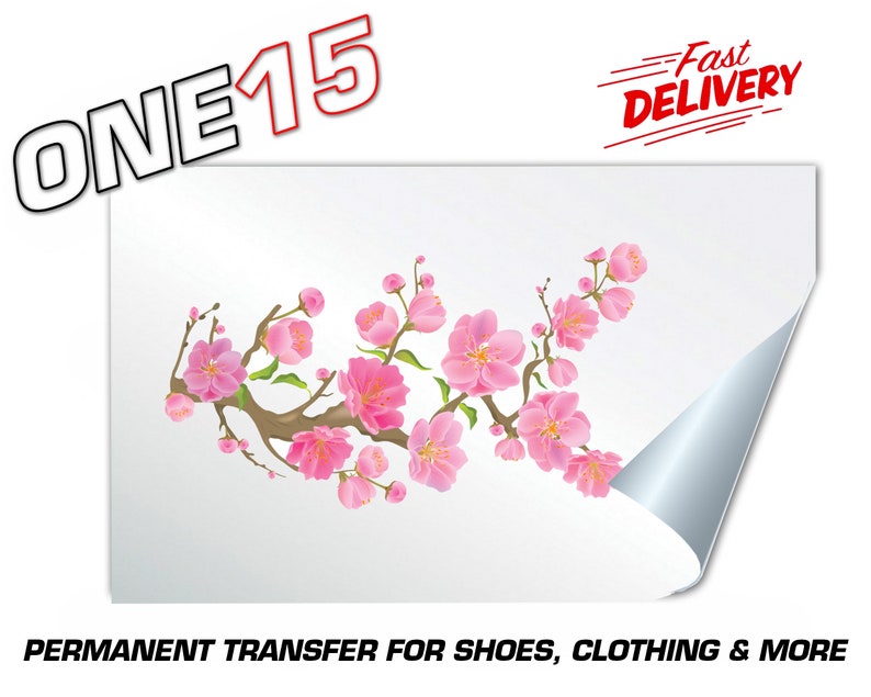Cherry blossom permanent full color heat activated iron on transfer for shoes pack clothing etc