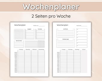 Weekplansjabloon voor budgetmap en digitale planner – A4/A5-formaat, weekoverzicht met menuplanner, tijdlijn, prioriteiten en notities