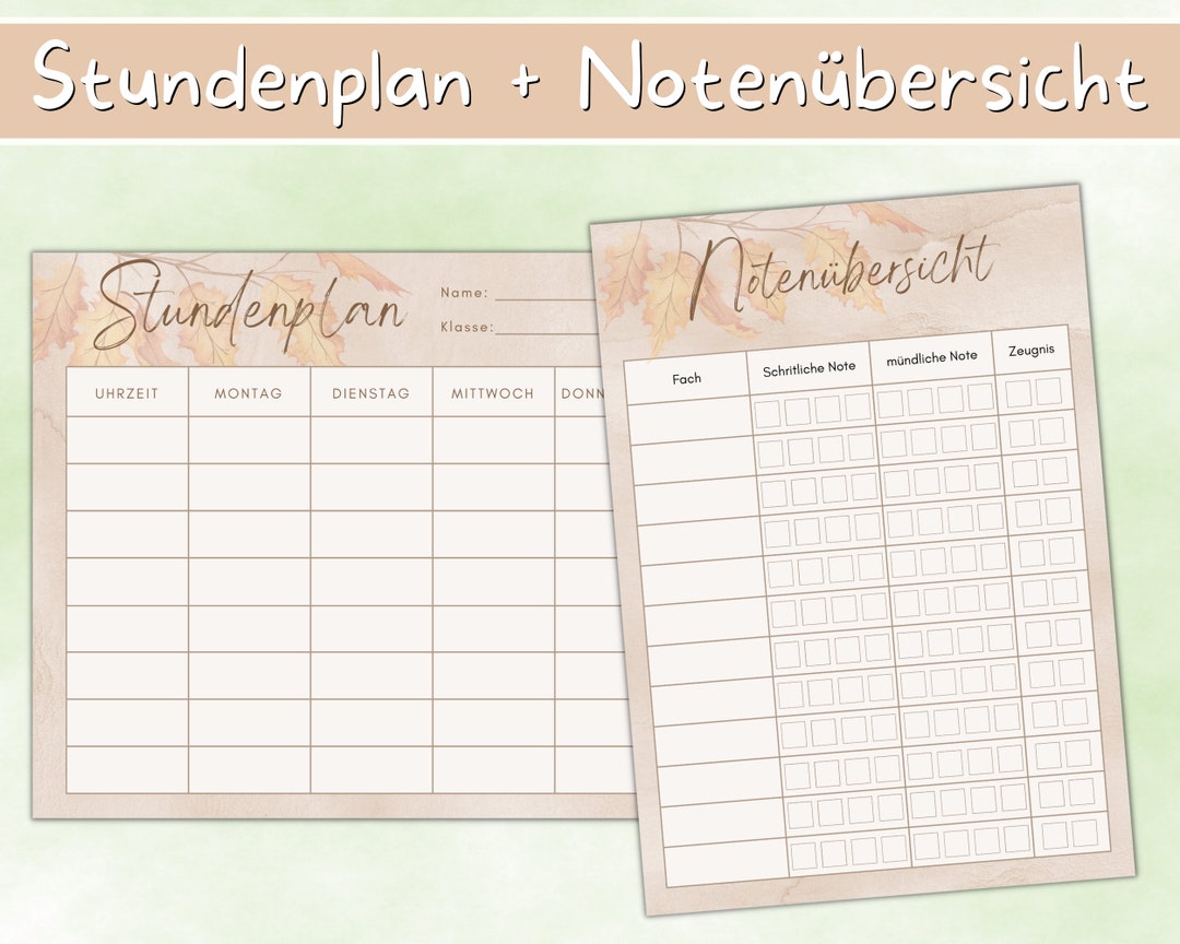 Stundenplan zum Ausdrucken, PDF Vorlage - Etsy.de