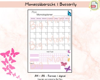 Monatsplaner, Monatsübersicht, Budget Planer, Habit Tracker, Zielsetzung, Terminplaner, Organisation im Alltag & Büro, Big Mary