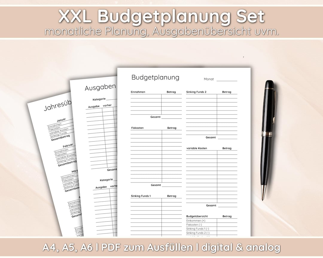 Budget Planning Set | PDF Template for Income, Expenses & Sinking Funds ...