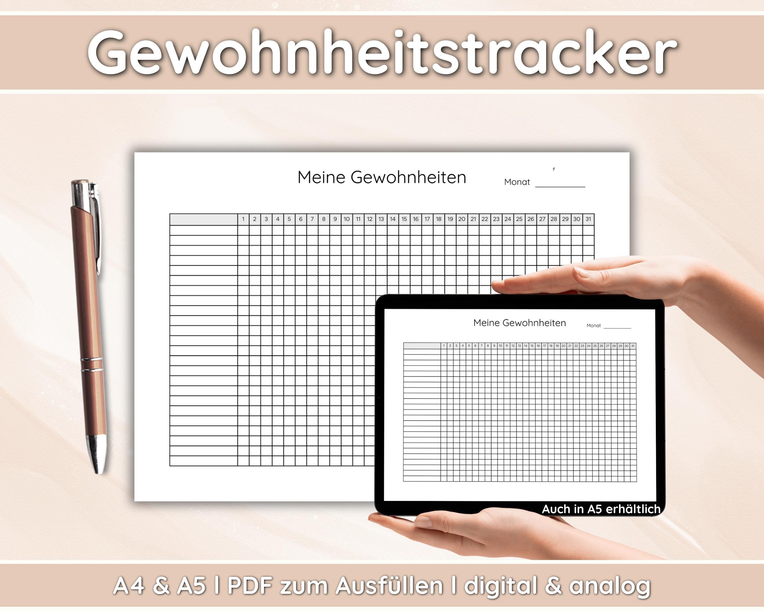 Habit Tracker PDF | Monthly | Digital template in A4 & A5 format | Help you achieve your goals