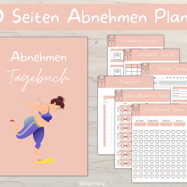 Abnehmen Tagebuch, Fitness Tracker, weight loss journal deutsch