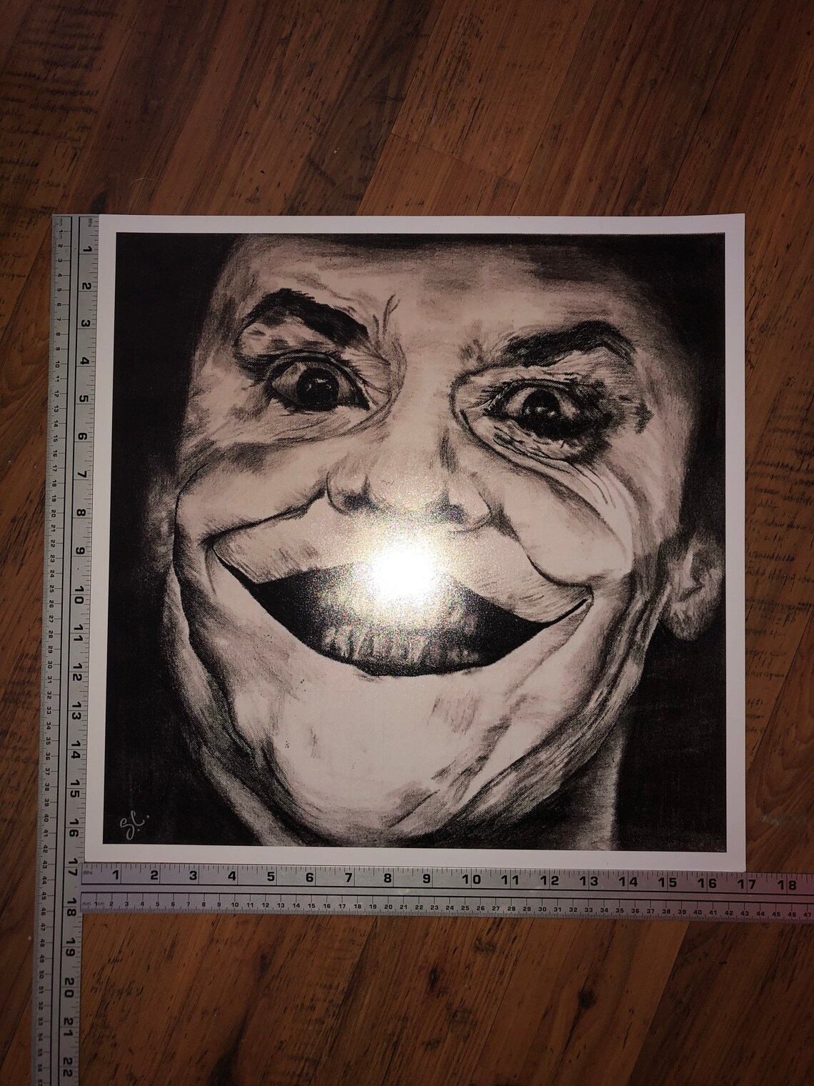Joker charcoal drawing print 17x17 Etsy