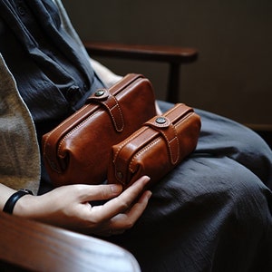 Small leather clutch for women,Brown evening bag,Travel bag,Handmade cowhide leather pouch,3 colors and 2 sizes,Mother's Day gift